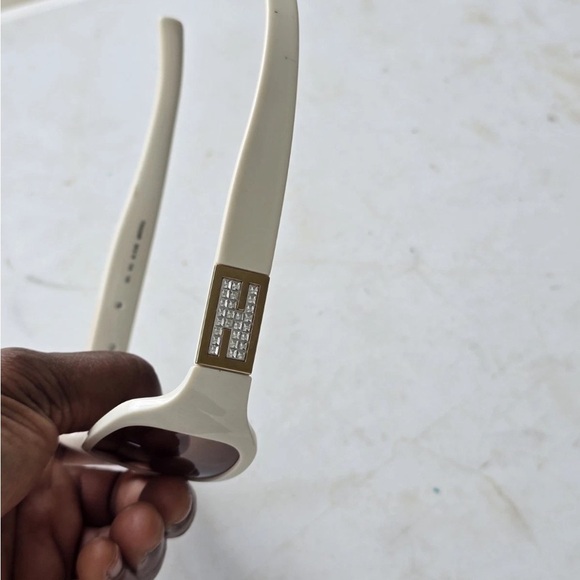 Authentic Fendi Off White Sunglass Women Sparkle Side Bling Made In Italy - Picture 7 of 14